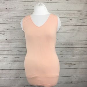 Skinny Tees One Size Pink V-Neck Slimming Tank